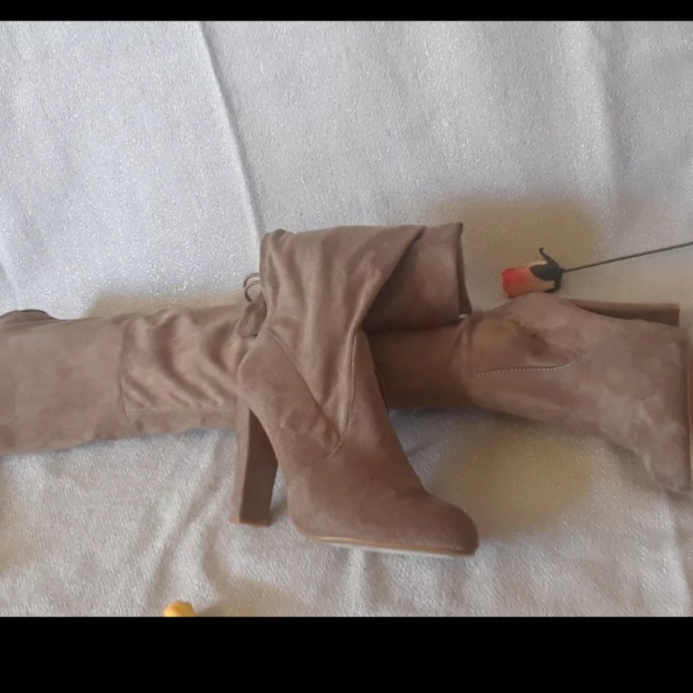 Light Brown Suede Thigh High Boots